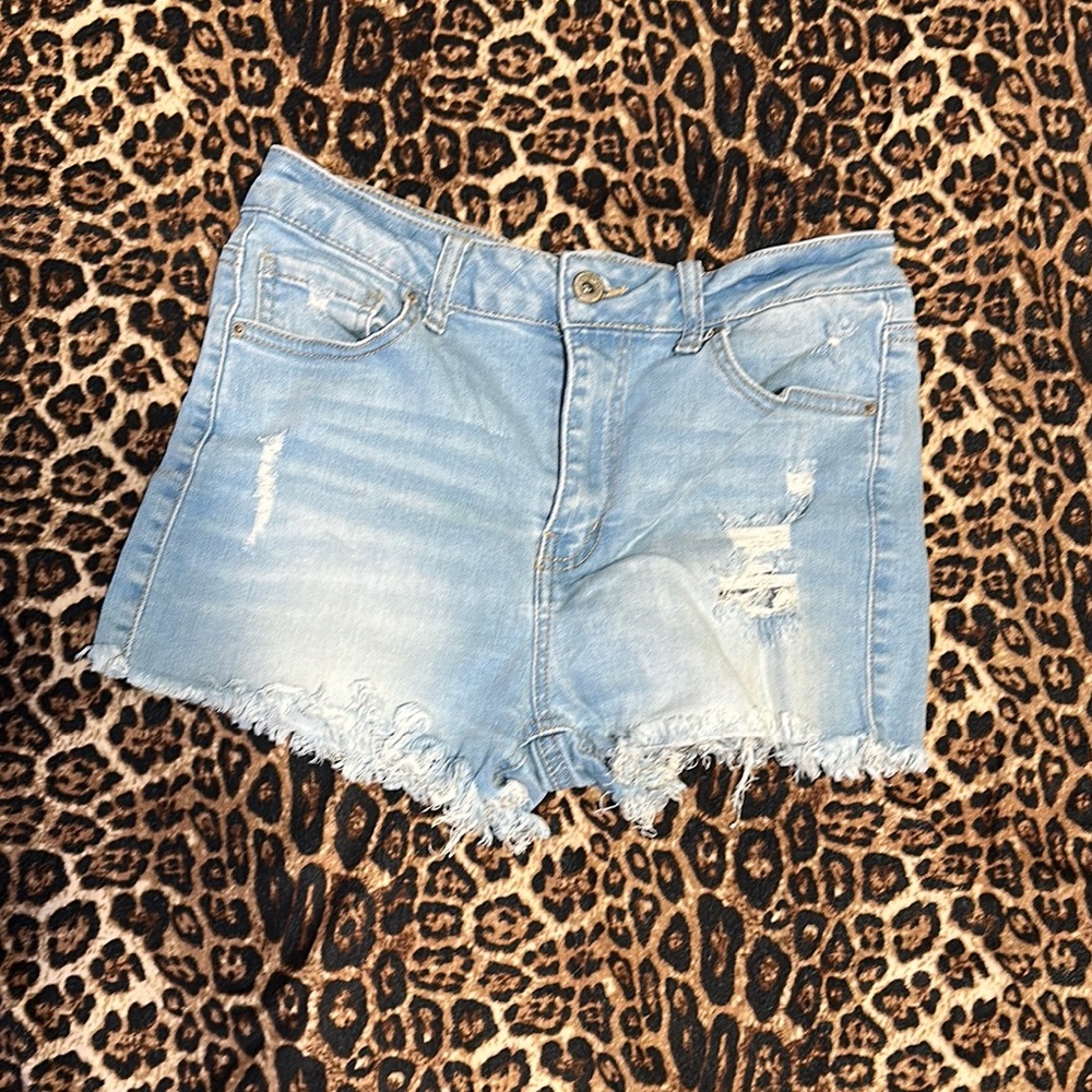 Wax Jean Blue Distressed Jean Shorts